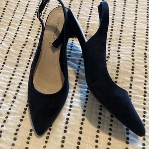 Navy blue suede heels